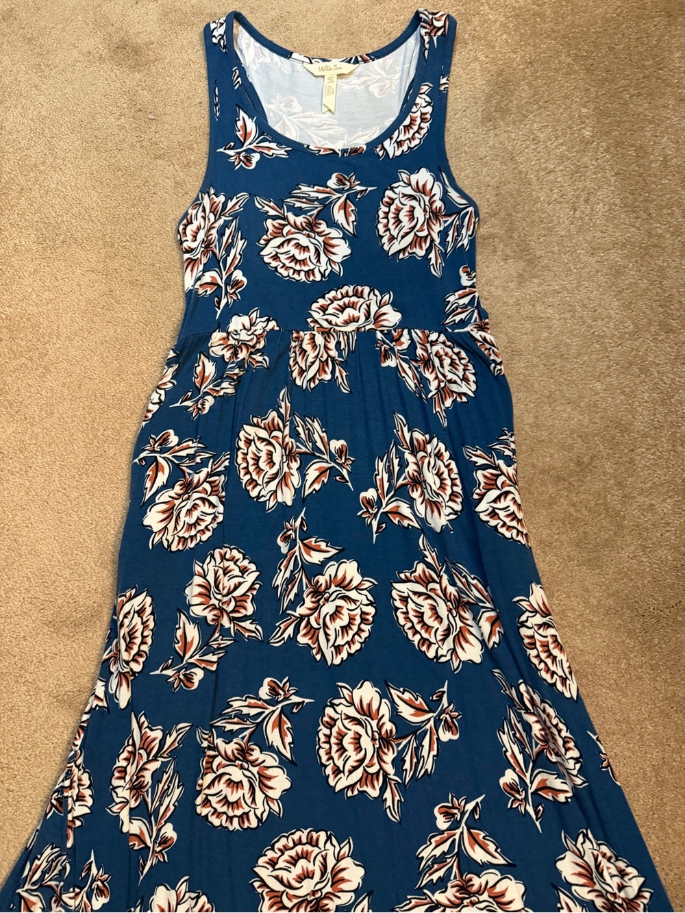 Matilda Jane Size X Small Teal Floral Scoop-Neck Maxi Dress EUC. - Picture 3 of 4